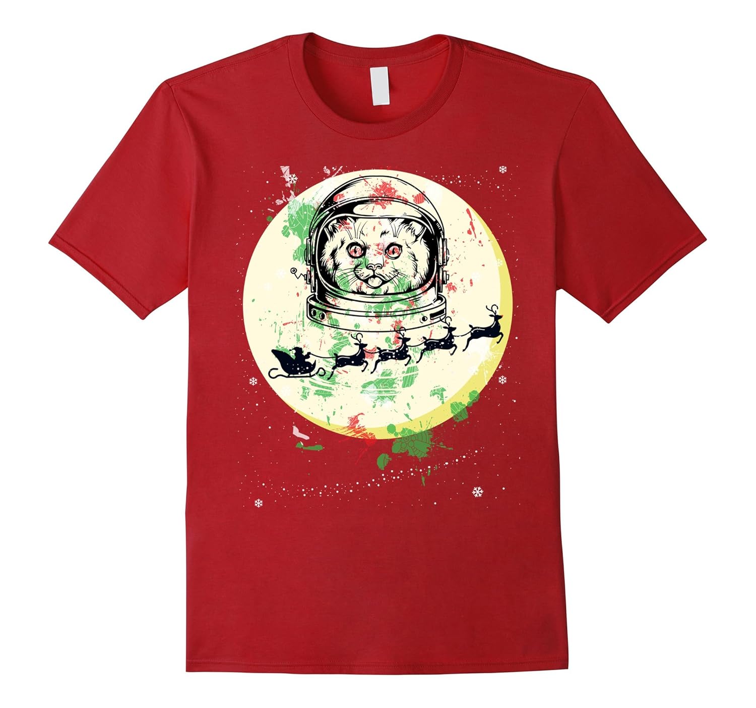 Astronaut Space Cat Christmas Shirt With Santa And Reindeer-ANZ