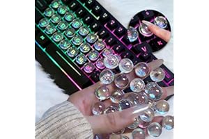 Quafochi 60pcs Keyboard Stickers for Long Nails, Clear Glass, Protect Nail Art, Reusable Raised Keyboard Bubbles for Desktop 