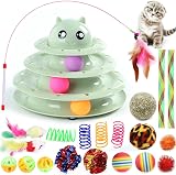 Suhaco 21 Pack Cat Toys Indoor Interactive Kitten Toy Roller 3 Level Green