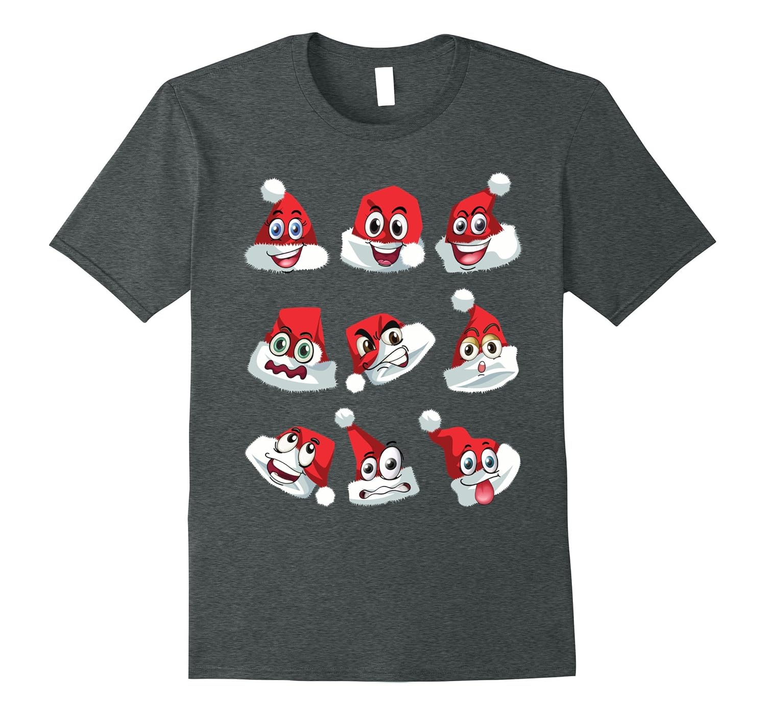 Emoji Faces On Santa Claus Hats Christmas Xmas Themed Tshirt-ANZ