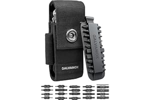 Galvanox Nylon Multi-Tool Sleeve with 21 Flat End Screwdriver Bits & Holder, Belt Pouch with Pockets and Bit Set Included, Co