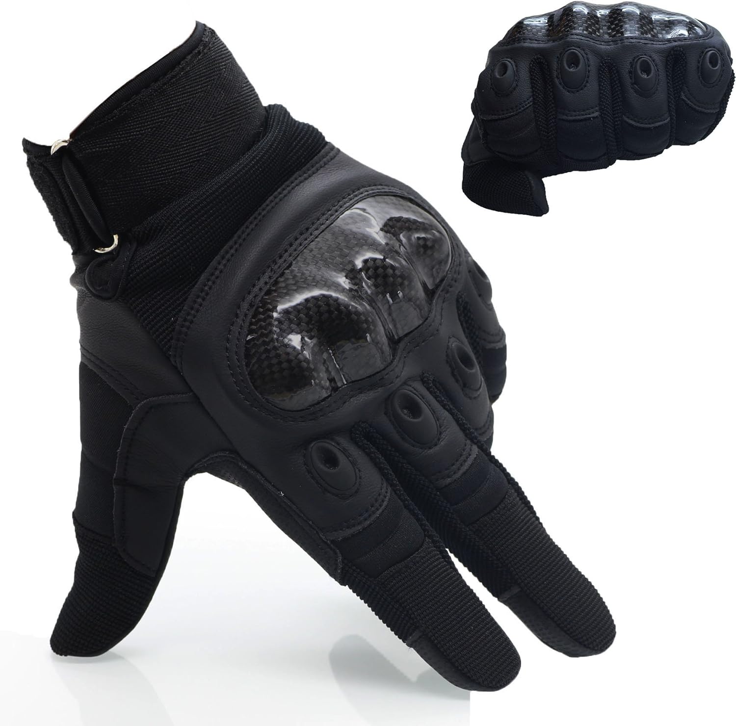 OMGAI Upgraded Men's Full Finger Motorcycle Gloves Tech Touch Gloves of PU Leather and Hard Knuckle for Military Tactical Airsoft Outdoor Sports Smart Gloves