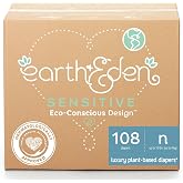 Earth &amp; Eden Sensitive Baby Diapers, Newborn, No Harsh Chemicals, 108 ct | Eco-Conscious, Hypoallergenic, No Harsh Chemicals, Dermatologically Approved