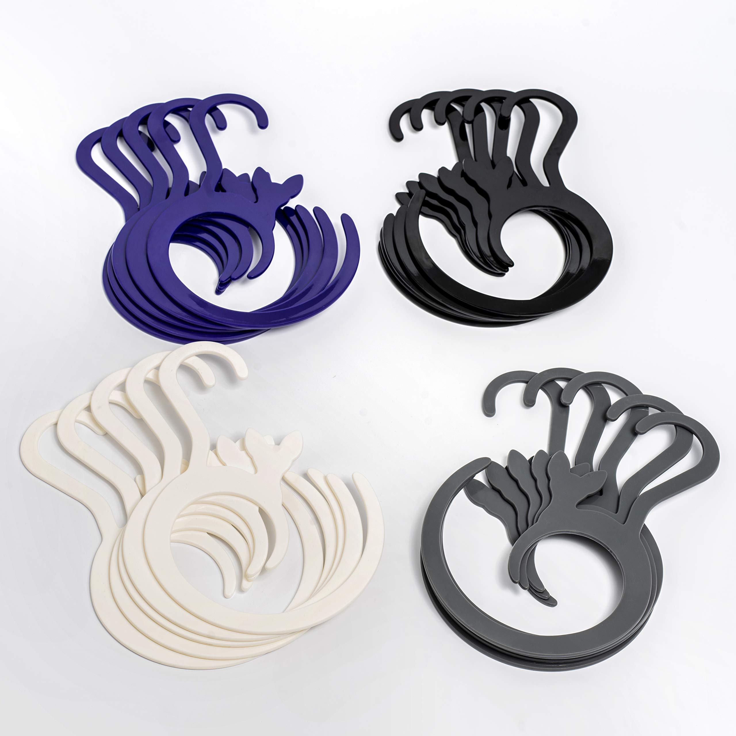 Kotomoda Belt Rack Scarf Ring Hangers, Non-Slip Ties Haning Hook Closet Organizer Accessory Holders for Ties Scarves Belts and Jewelry and Sphynx Cat Clothes (White, 5)