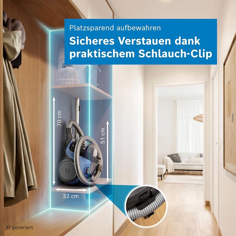 Staubsauger beutellos Serie 2 inkl. Polsterdüse, BGS05AM, Blau