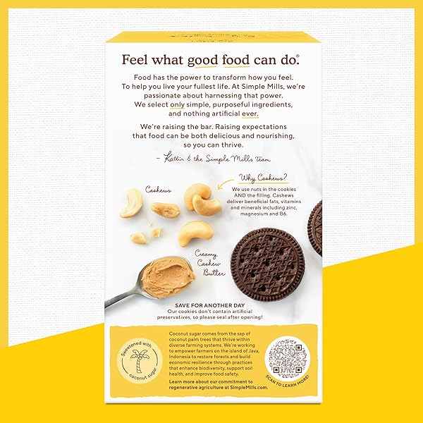 SIMPLE MILLS, COCOA CASHEW CRÈME SANDWICH COOKIES – GLUTEN FREE, VEGAN (PACK OF 1)
