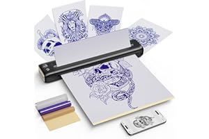 Rongta Tattoo Stencil Printer, Wireless Tattoo Machine, Tattoo Supplies for Perfessional and Beginners, Bluetooth/USB Connectivity, 5pcs Free Stencil Paper Included, Black