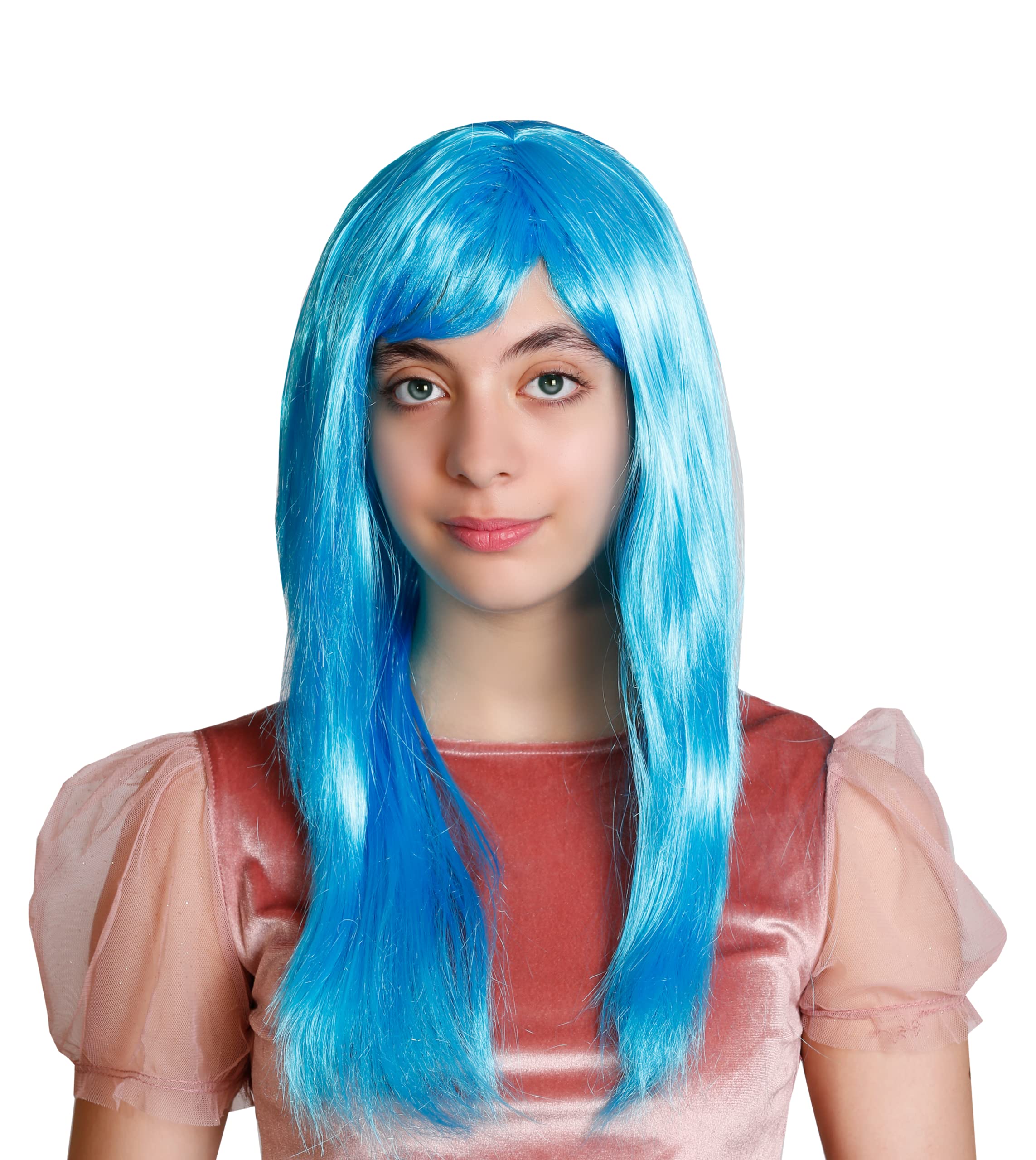 WOMEN'S LADIES LONG STRAIGHT WIG FANCY DRESS COSPLAY WIGS POP PARTY (Blue) — image 1