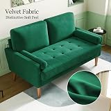 Vesgantti Small 2 Seater Sofa Green Velvet with Wood Legs view 7