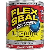 Flex Seal Liquid Rubber Sealant Coating, Waterproof, Clear, 32 oz | Stops leaks fast, brush, roll, dip or pour on, UV resistant, prevents rust, corrosion, roof, basement, RV, gutters, masonry