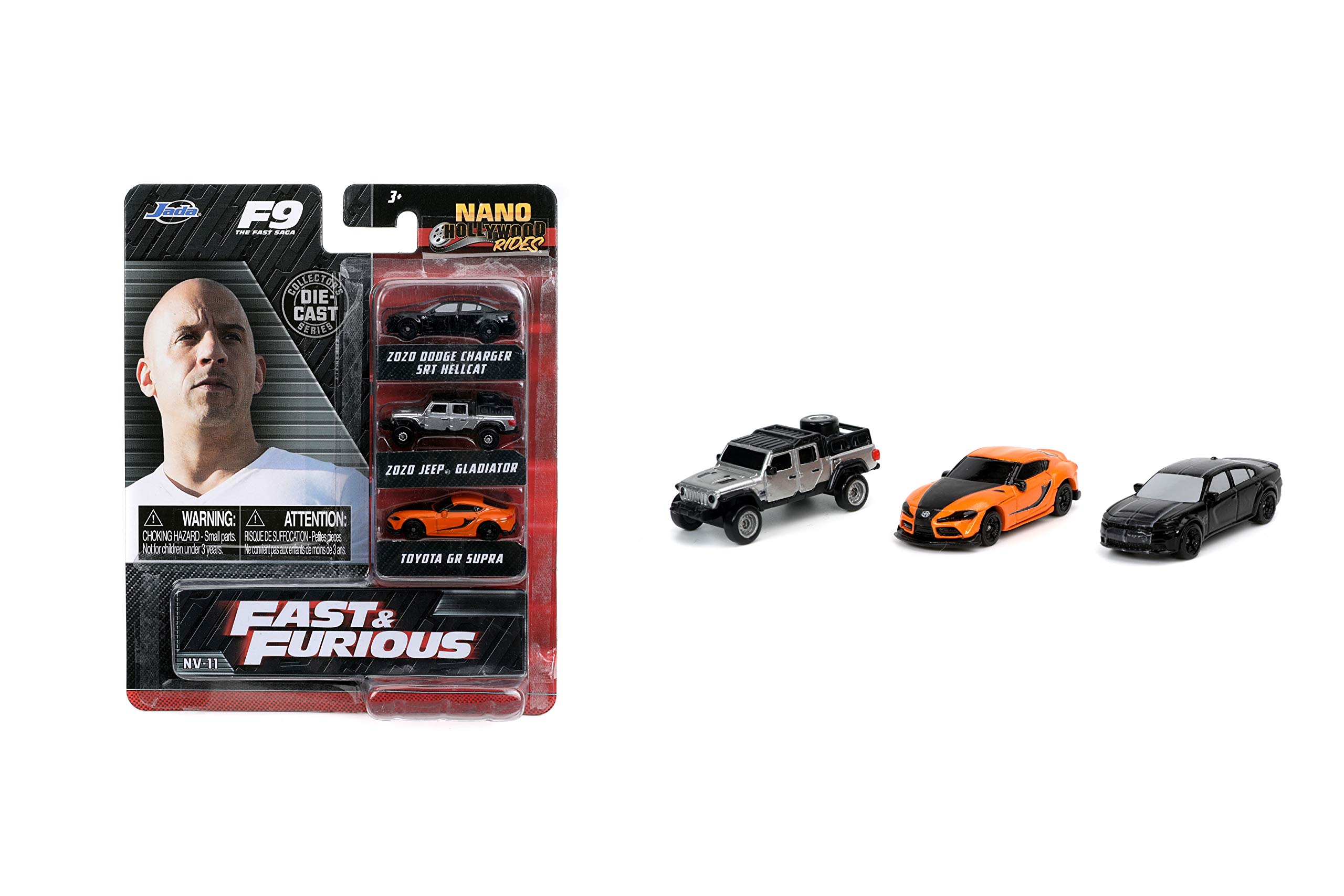 Jada JAN32481 Fast and Furious 3 Car Set Fast & Furious Diecast Model, JADATOYS 1:87SCALE, One Size
