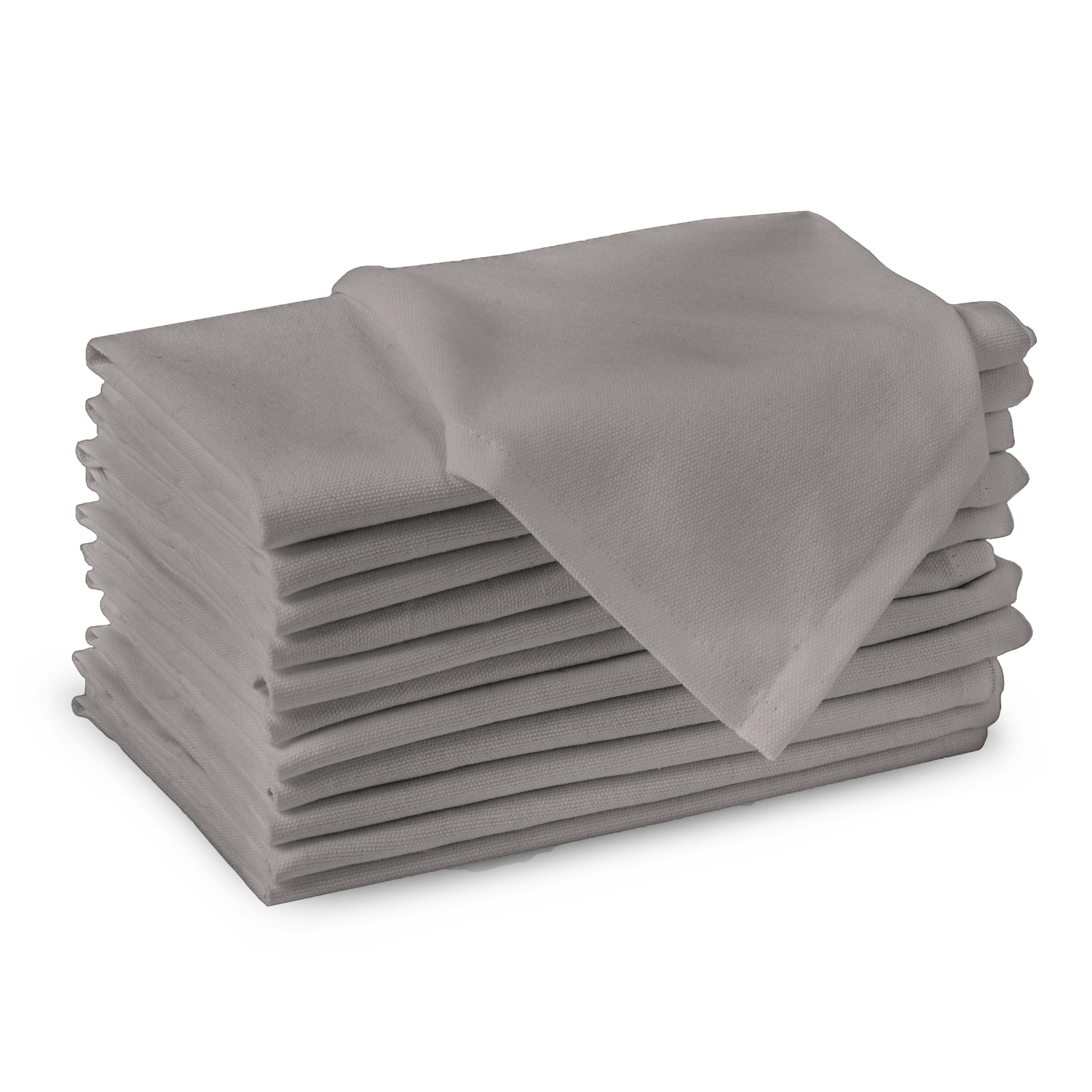 Encasa XO Grey Cloth Napkins Set of 12, 17x17 in | Solid Color Cotton Dinner Napkins | Washable & Reusable Wedding Napkins for Holiday Dinners, Party, & Everyday Table Decor