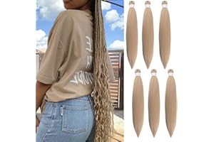 Gozill Ash Blonde Braiding Hair Pre Stretched Kanekalon Braiding Hair Extension 26 Inch Synthetic Fake Hair for Braiding (Pack of 6)