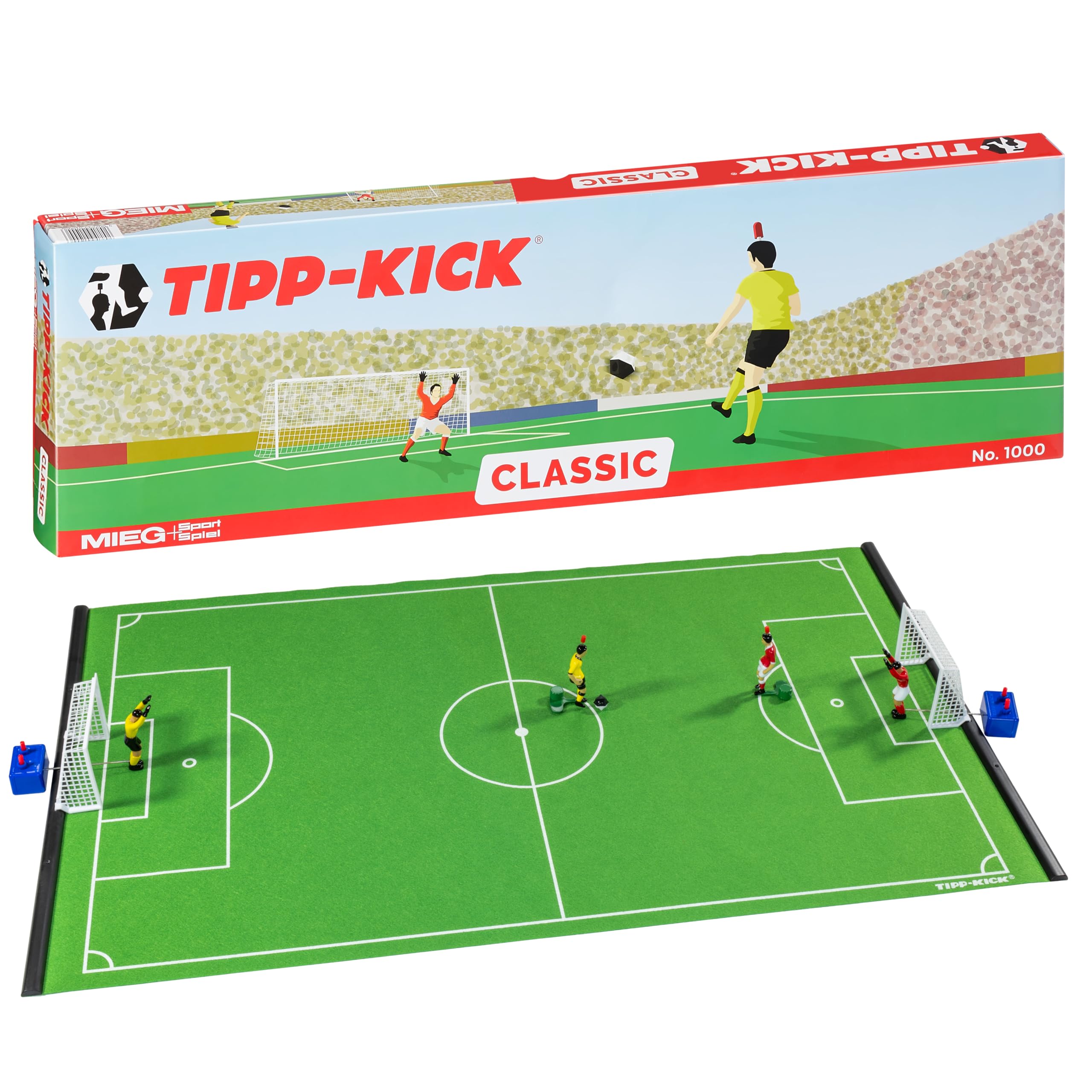 TIPP-KICK Classic 80x47 cm - Ready-to-play Table Football Game Set with 2x Player Figures, 2x Goalkeepers, 2x Plastic Goals, 2x Balls I Felt Pitch I Indoor Football Gifts for Boys and Girls