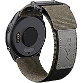 ANCOOL for Garmin Vivoactive 5/3/Forerunner 55/165/245 Watch Bands, 20mm Nylon Watch Band for Venu Sq/Venu 2 Plus/Sq 2 Bands for Galaxy Watch 7/6/5/4/FE 40mm 44mm, Grey/Brown