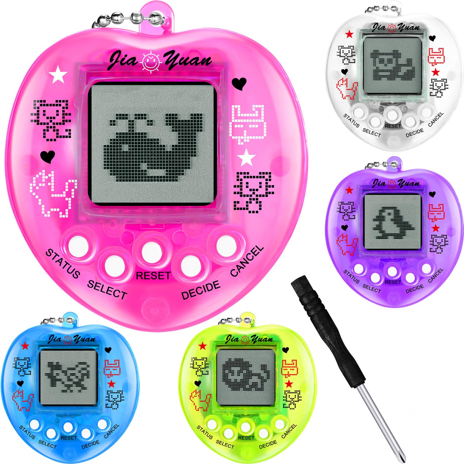 Sosation 3 Pcs Virtual Pets Keychain Virtual Electronic Digital Pets Keychain Christmas Party Favor Stuffers Retro Handheld Game Machine Nostalgic 90s Toy for Girls Boys Birthday Gift