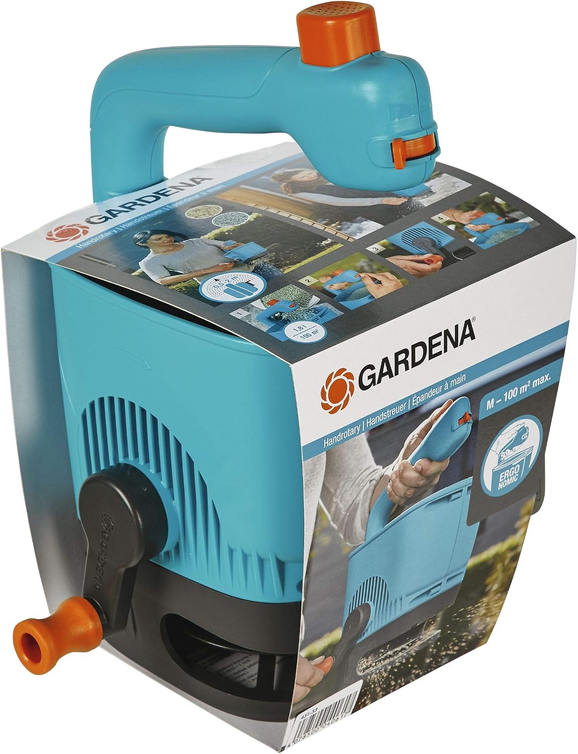 Gardena Hand-Held Spreader M: Spreader for simple distribution of fertiliser seeds, and salt with a spreading width of 1-4 m - Image 4