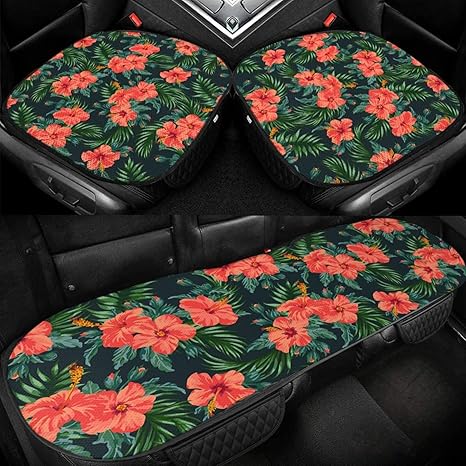 Amazon Co Jp 車用シートカバー 3点セット カー用品 花柄 カーシートクッション 前座席用2枚 後部座席用1枚 カーシートカバーセット 車座席シート 座布団 おしゃれ カー装飾 滑り止め 圧力分散 自宅用 汚れ防止 ホーム キッチン