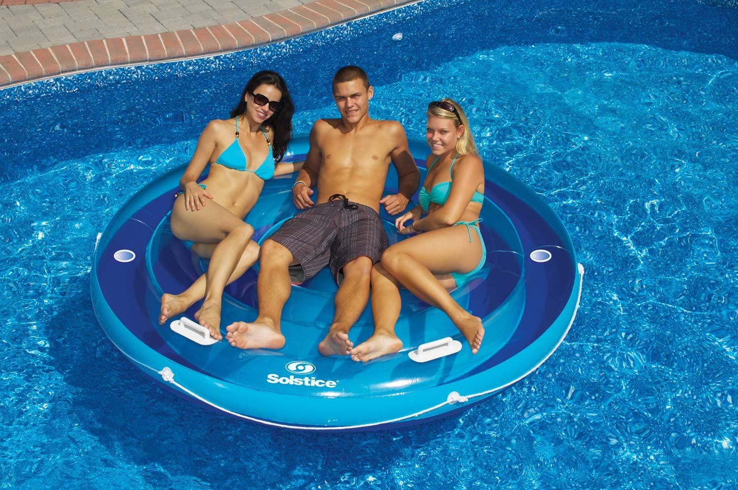 84" Solstice Inflatable Jumbo Island Swimming Pool Raft Lounger