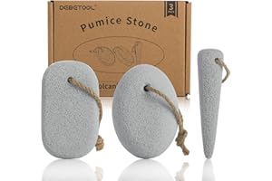 DEBETOOL Foot Pumice Stone for Feet Dead Skin Removal - 3-Pack Natural Volcanic Pumice Stone Set (Round, Oval, Cone) with Hanging Rope, Hard Skin & Callus Remover for Heels, Toes