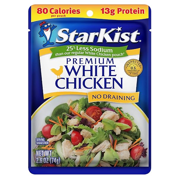 STARKIST LESS SODIUM PREMIUM WHITE CHICKEN – 2.6 OZ POUCH (PACK OF 1)