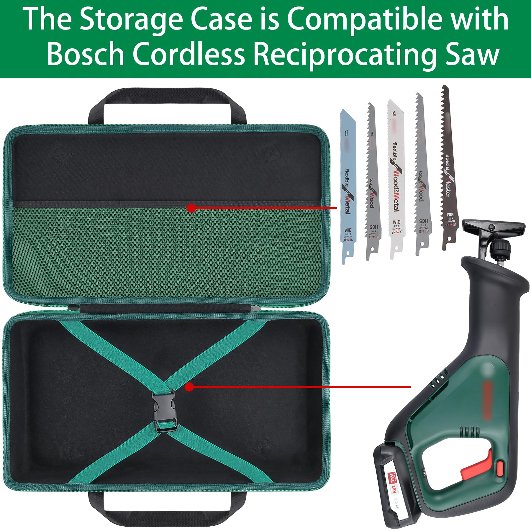 co2CREA Hart Tragbare Schutzhülle Etui Tasche für Bosch Akku Säbelsäge AdvancedRecip 18,Nur Tasche 3