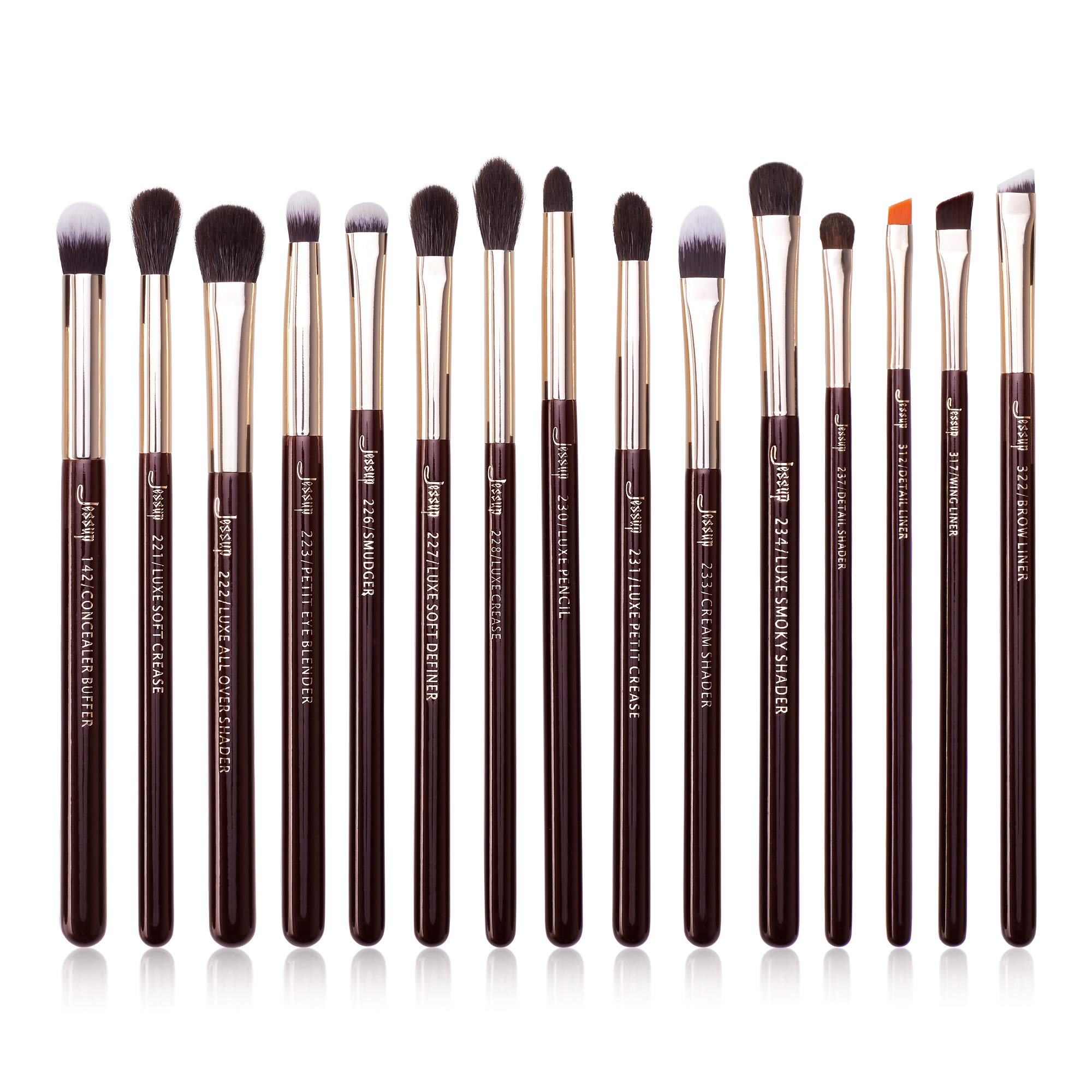 Jessup Eye Brushes 15Pcs Professional Makeup Brushes Make up Brush Set Cosmetics Tools Eye Liner Shader Wood Handle Natural-synthetic Hair,T284