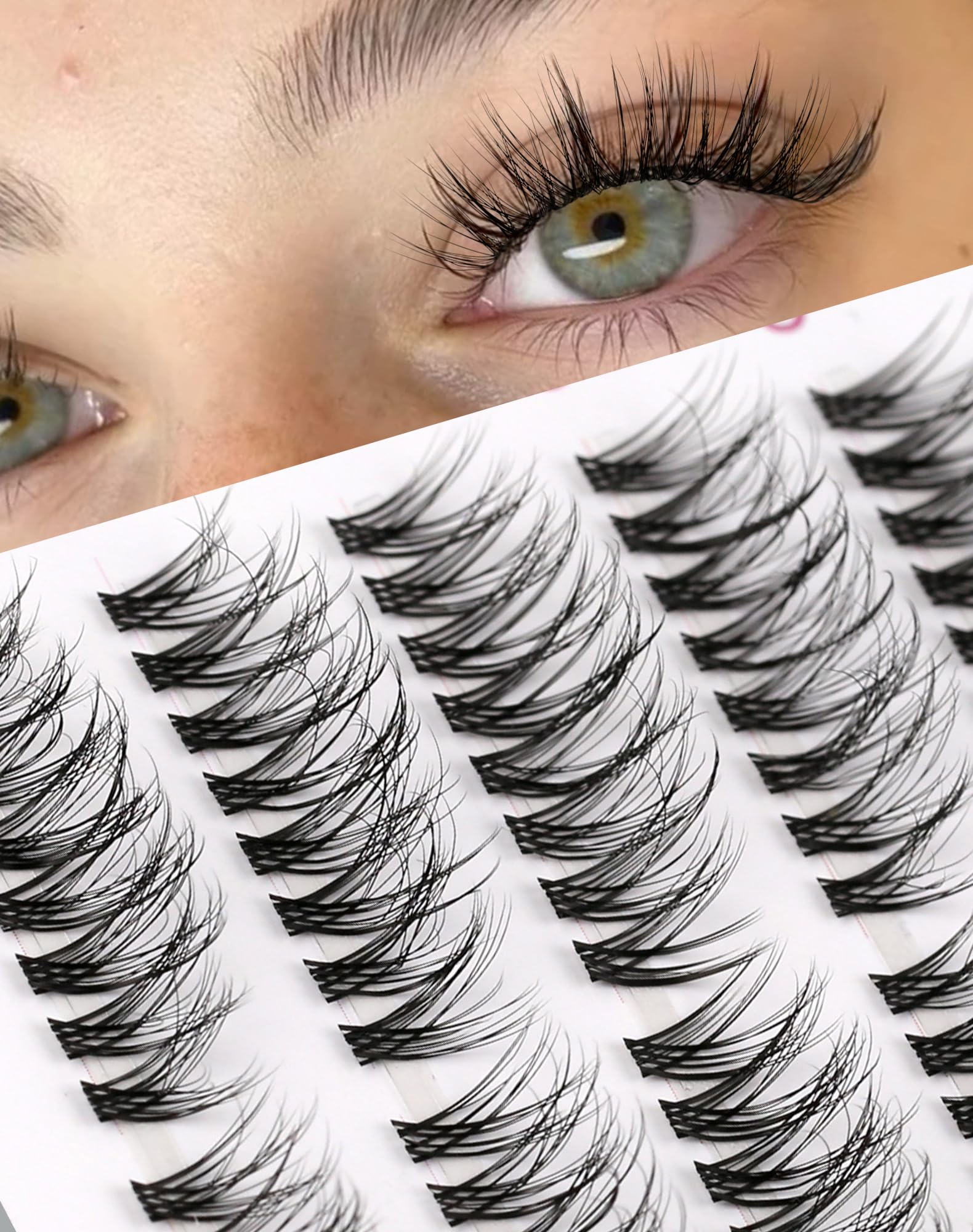 Individual Eyelashes 3D Mink False Lashes Wispy EyeLash Fluffy 112 Pcs (11.5-16MM Pre-styled-Doll-7Pair) N06 — image 1