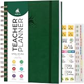 Clever Fox Teacher Planner Spiral, Undated Gradebook Homeschool Dark Green | 7.9 x 10 in, Spiral bound, Academic year grade book, Vertical layout, School teaching must have, Lesson plan notebook