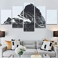SIGNWIN 5 Panel Canvas Wall Art Dramatic Forest Landscape Living Room Orange Photography Rustic for Home Decorations Ready to Hang - 60