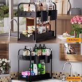 GEMWON Under Sink Storage Kitchen Organizer 2 Tier Sliding Drawer Black view 6