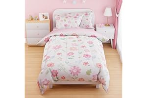 SANDJEST Floral Duvet Cover Sets Twin Size for Kids Girls, Include 1 Polyester Comforter Cover 68x86 Inches and 1 Pillowcase 20x26 Inches, Comforter Not Included, Gift for Christmas Birthday