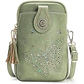 KITEVIUN Small Crossbody Bags for Women, Lightweight Mini Cute Cell Phone Purse for Women with Tassel Shining Butterfly