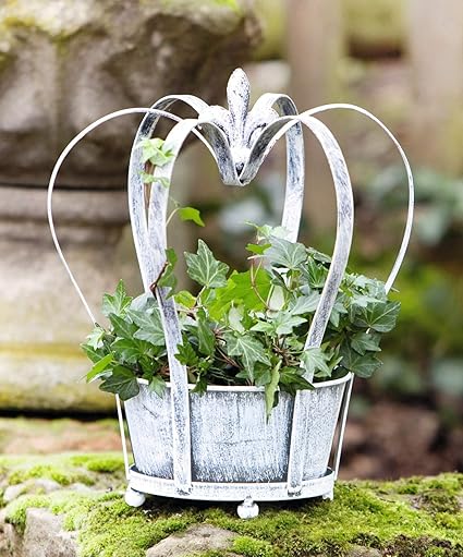 Dekoleidenschaft Pflanzer Krone aus schwarzem Metall im Shabby Look