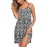 AVIIER Womens Nightgown Soft Cotton Sleeveless Sleep Shirts Wide Strap Nightshirts Full Slip Sleepwear
