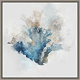 Amanti Art Framed Canvas Wall Art 16x16 Blue Coral Reef II by Ken Roko, Framed Wall Art Canvas, Beach Artwork, Rustic Farmhou