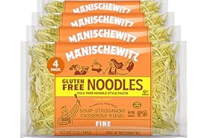 MANISCHEWITZ Manishewitz Gluten Free Fine Noodles 12oz (4 Pack) All Natural, Yolk Free, Low Sodium, Kosher for Passover and Year Round