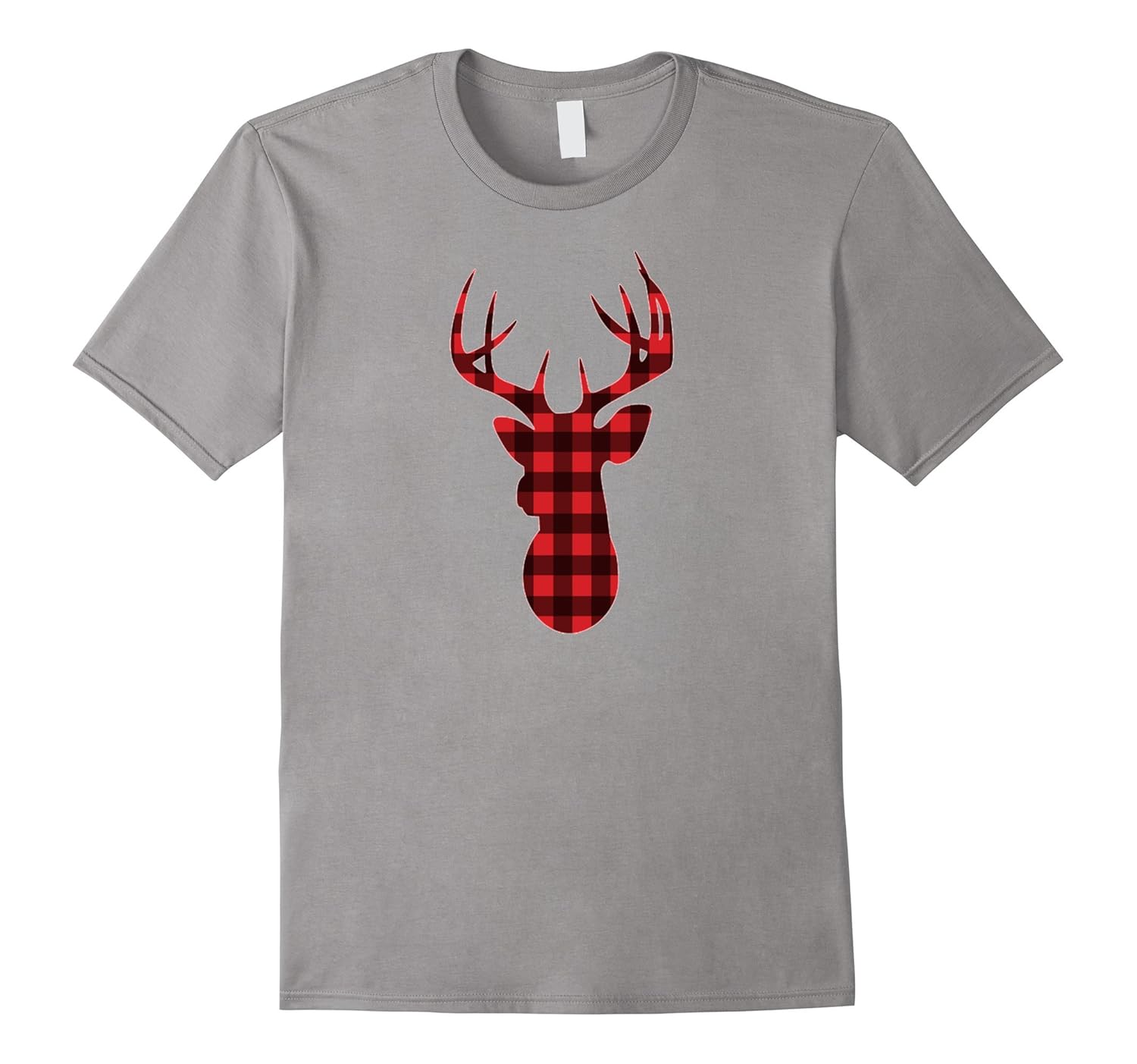 Plaid Antler Oh My Deer Silhouette Tee Buffalo Print T Shirt-ANZ