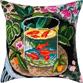 Artistic Stamped Cross-Stitch Kit for Adults and Beginners &mdash; Red Fish by Henri Matisse 16&Prime;&thinsp;&times;&thinsp;16&Prime; with Clear, Precise Printed Design on Cotton Canvas; Includes 2 Needles, Yarn, and Easy-Read Chart