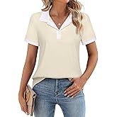 Vivilli Women's Short Sleeve Blouses Work Shirts for Office Cotton Businee Casual Polo Tops