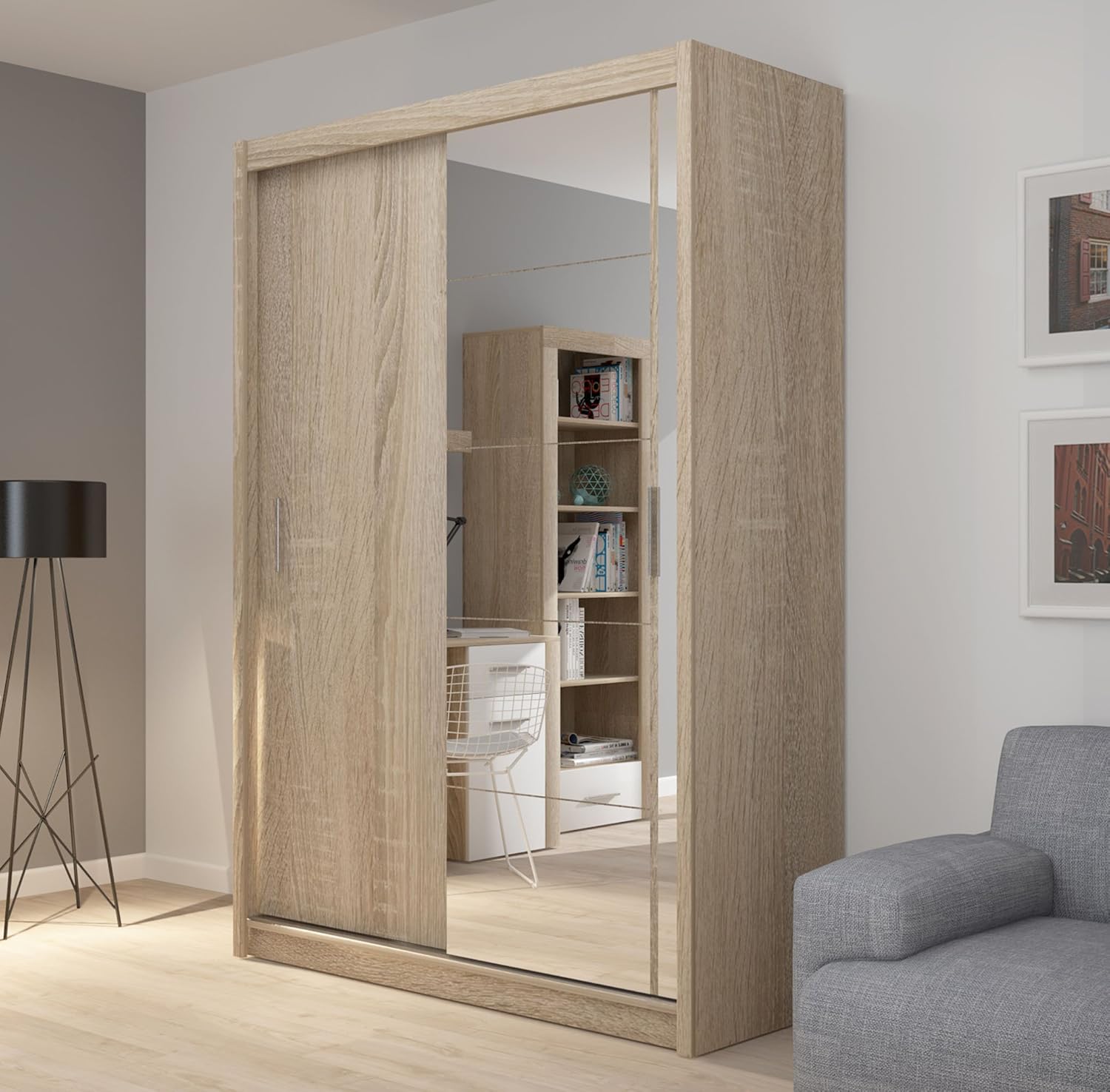 Armoire 2 Portes Coulissantes Avec Miroir 150 Cm De Large Amazon Fr Cuisine Maison Armoire 2 Portes Coulissantes Avec Miroir 150 Cm De Large Amazon Fr Cuisine Maison