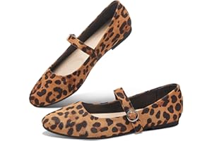 Obtaom Mary Jane Flat Shoes Round Toe Ballet Flats for Women Dressy Fabric Business Flats Comfortable Classic Strap Flats for Office