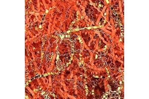 TANMWZK Crinkle Cut Paper Shred Filler 8 oz (1/2 lb) Gift Wrapping & Gift Basket Filler for Christmas, Halloween & Wedding Decorations,Crafting Activities,Many Color Options(Orange and Gold)