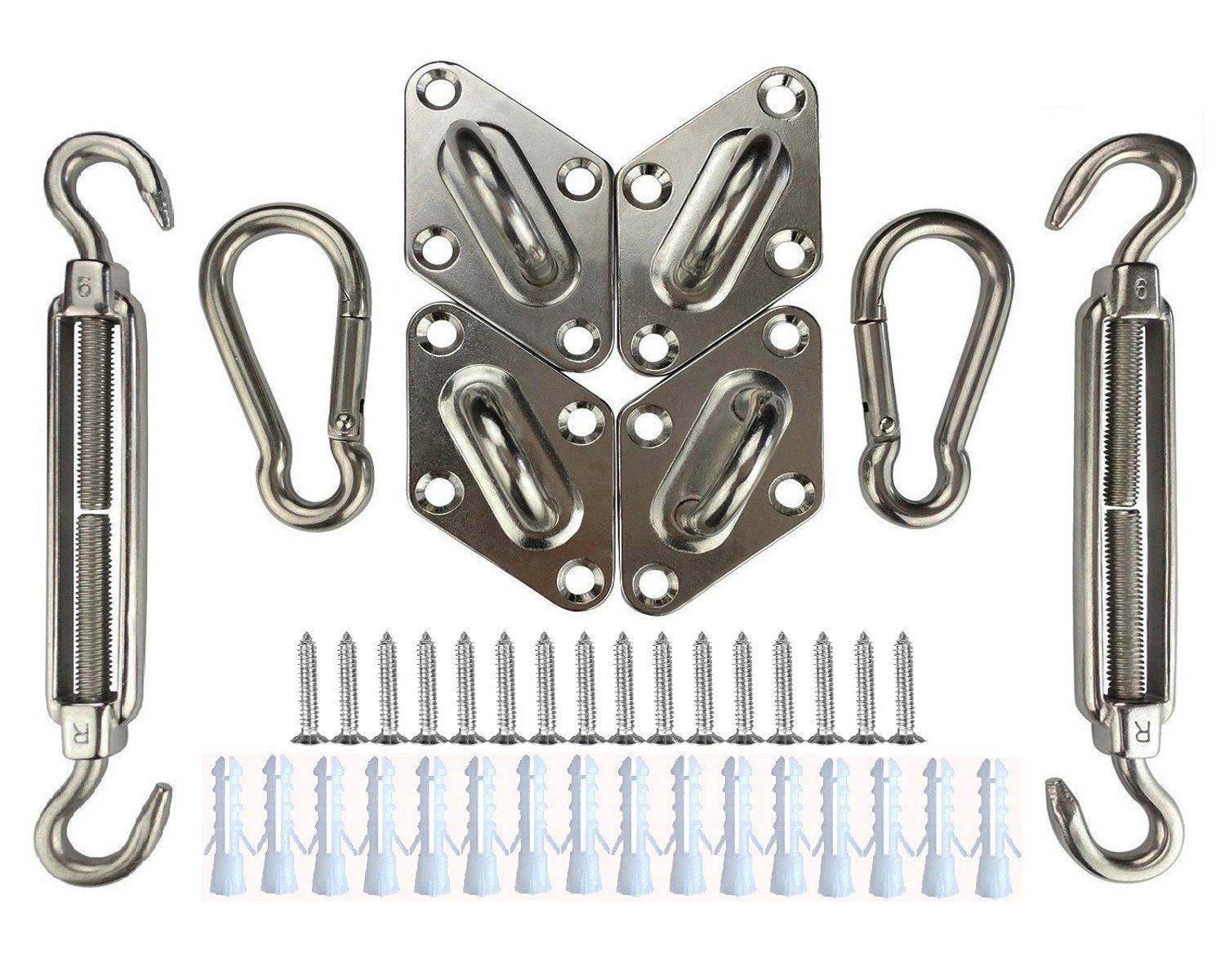COSCOOL Rectangle Sun Shade Sails Installation Hardware Kit Anti-Rust Stainless Steel for Outdoor, 6 Inch