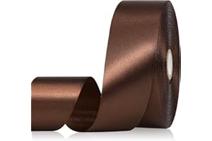 Sagaat Brown Ribbon 1-1/2 Inch, 60 Yards Single Face Polyester Satin Ribbon for Gift Wrapping, Fabric Ribbon for Crafts Flower Bouquet Hair Accessories Festival