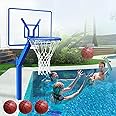 PROGOAL Pool Basketball Hoop In-Ground Removable Adjustable Height Rust-Resistant Aluminum Alloy Poolside Basketball Hoop with Acrylic Clear Backboard &18 Inch Aluminum Rim for Backyard
