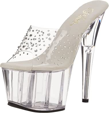 Pleaser Women's Adore-701 Sandal – 7 Inch Stiletto Heel & Peep Toe | Glossy Platform Dress Sandals