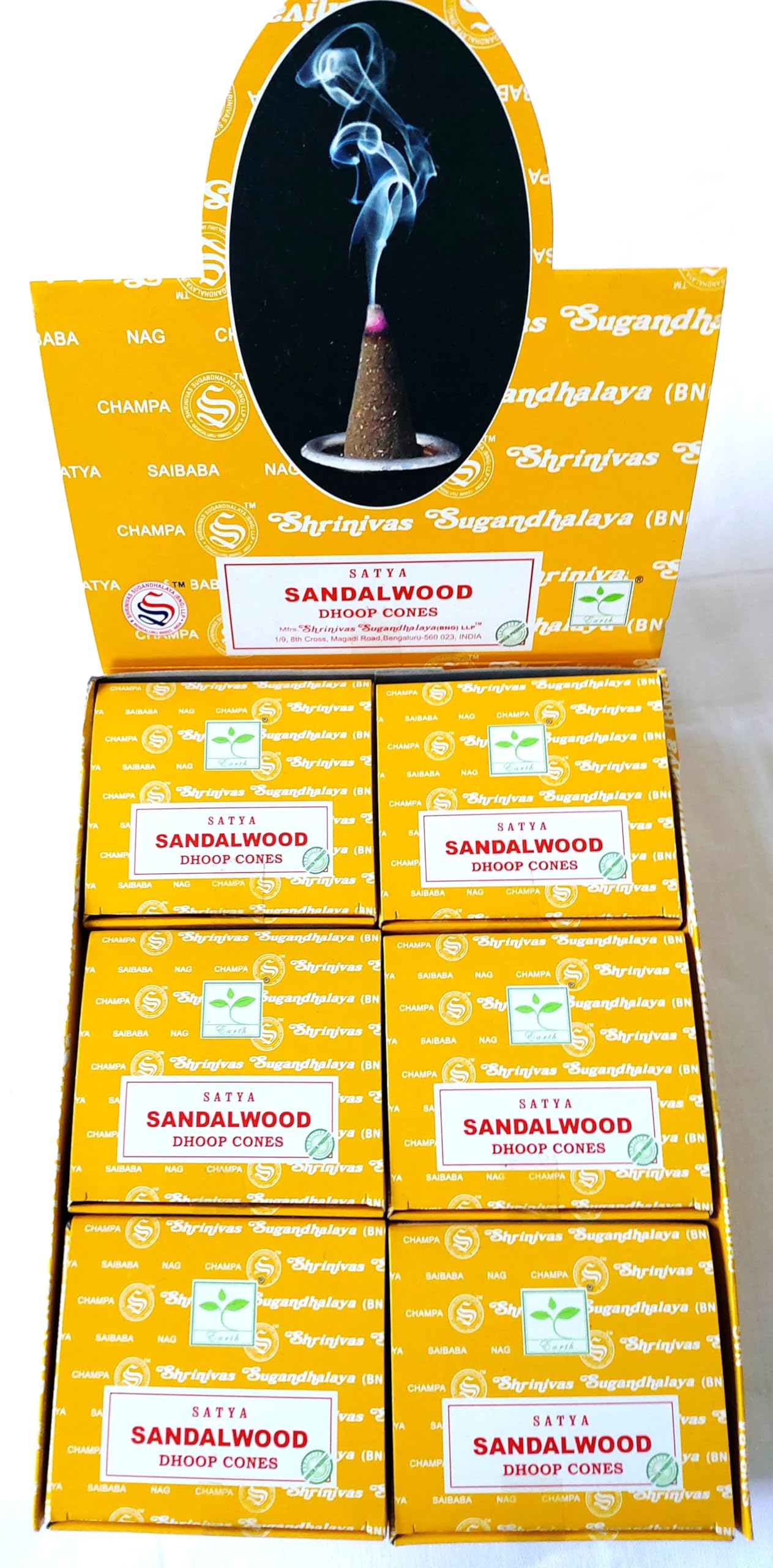 Satya Nag Champa Incense Cones, Sandalwood Scent, 12 Packs of 12 Cones in each pack (12, Sandalwood)