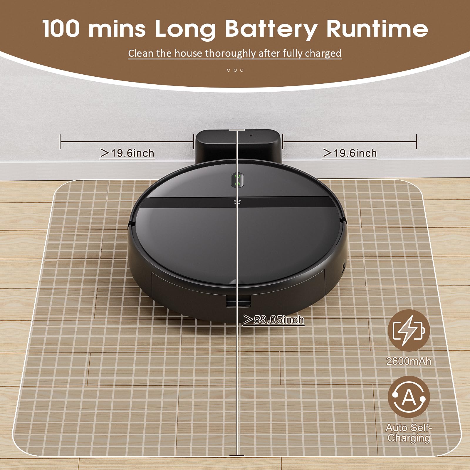 Robot Vacuum and Mop Combo,Powerful Suction, Wi-Fi/App/Remote,2 in 1 Mopping Robot Vacuum Cleaner,Dustbin and Watertank, Self-Charging,Ideal for Pet Hair,Hard Floors and Low Pile Carpet,Dark Gray - Image 4