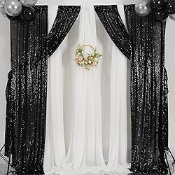 Poise3EHome Black Sequin Backdrop Curtains, 4
